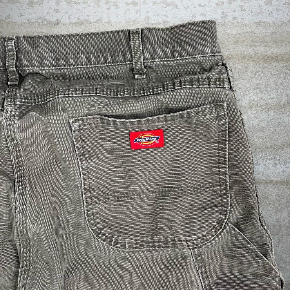 Vintage 90s Dickies Carpenter Pants 38x30 Baggy Sage Green Canvas Dungarees - Picture 3 of 6